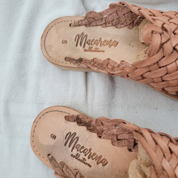 Handmade Woven Leather Huarache Mules 8 - Picture 4 of 7